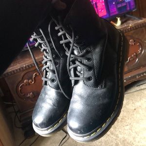 Dr Martens 8 Eye Smooth Leather Combat Boots 1460 Black Made In England Size 8